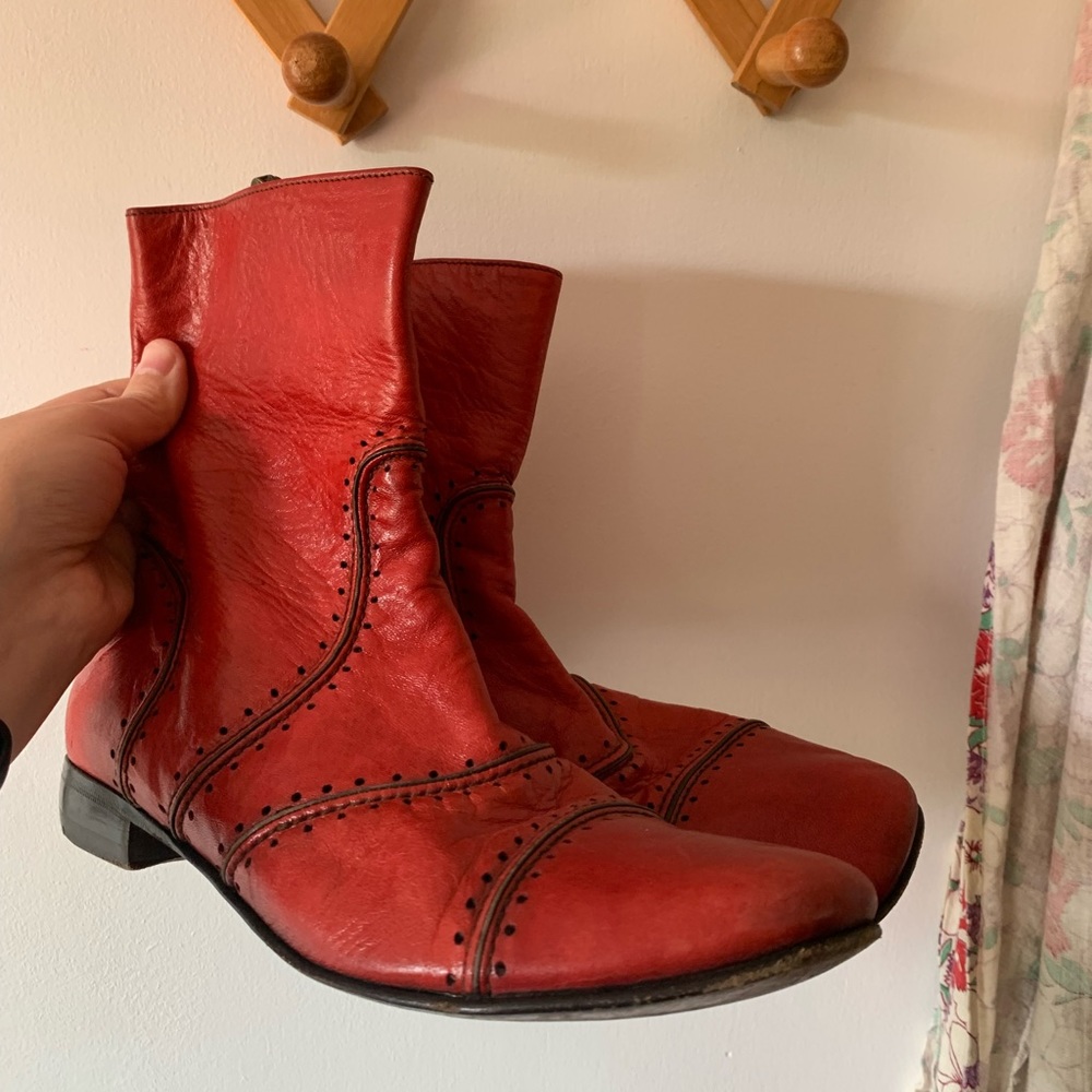 Handmade Red Italian Leather Boots